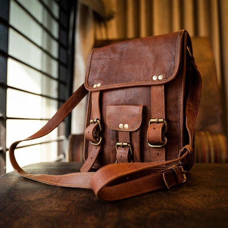 Craftshades – 9*11″ front pocket Handcrafted Canvas+ Goat Leather Sling Bag | 100% Genuine Leather