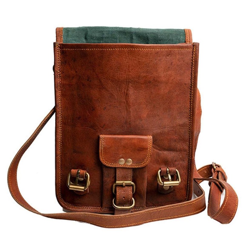 Craftshades – 9*11″ front pocket Handcrafted Canvas+ Goat Leather Sling Bag | 100% Genuine Leather