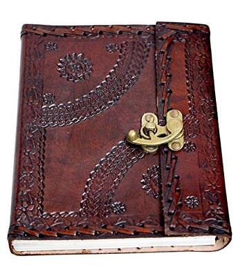 Craftshades – Vintage Dark Brown Shaded Flower Embossed Unique Design 7″5 Handcrafted Leather Journal/Diary 200 page | 100% Genuine Leather