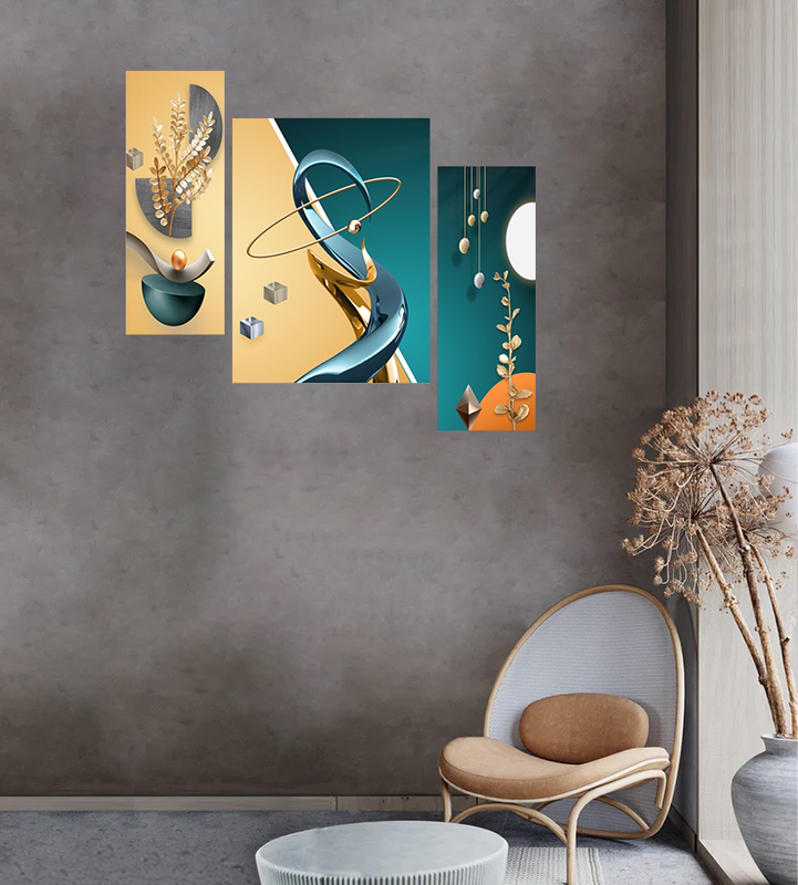 Set Of 3 Digital Wall Painting