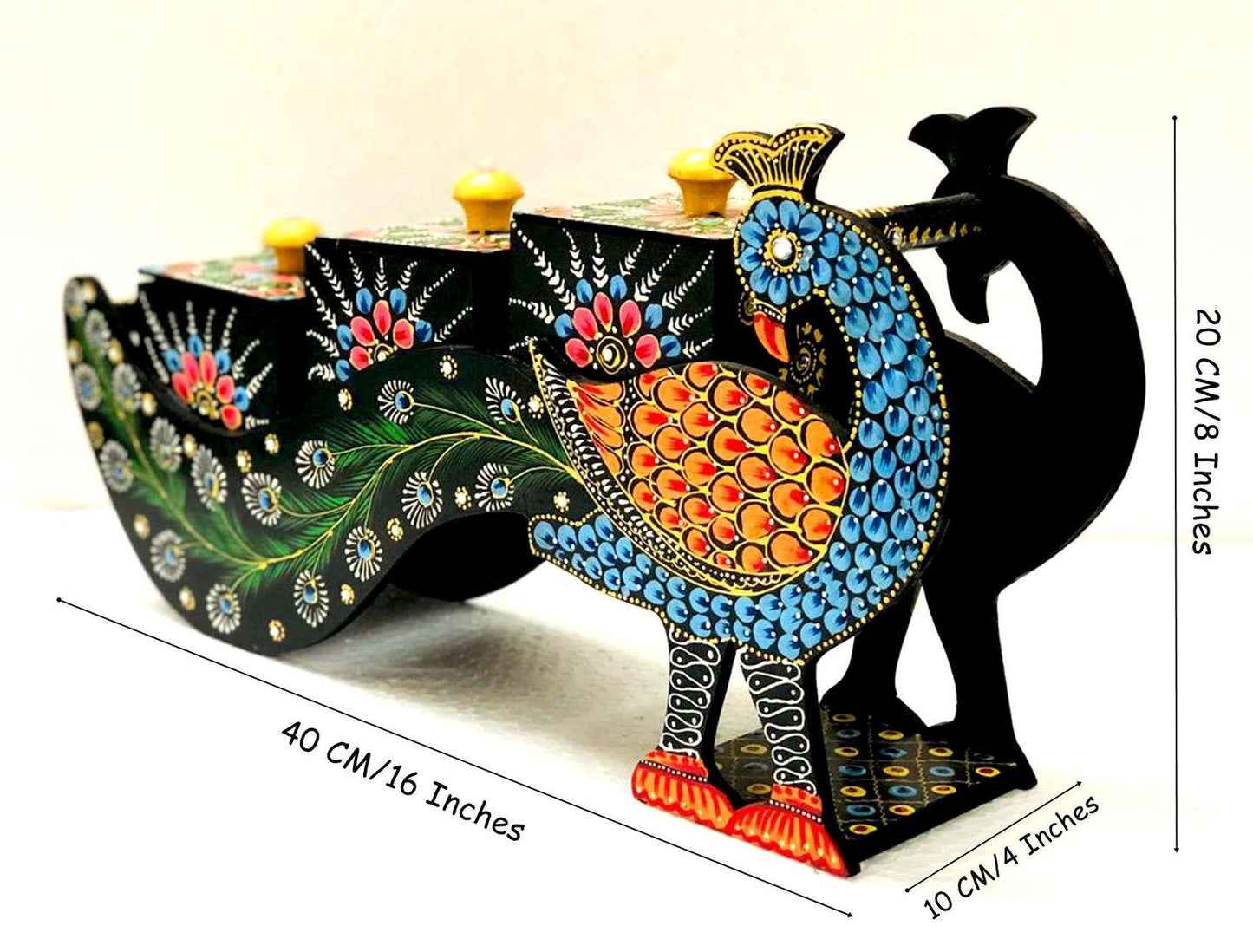 Handcrafted Wooden Peacock Sculpture: Exquisite Decor Accent
