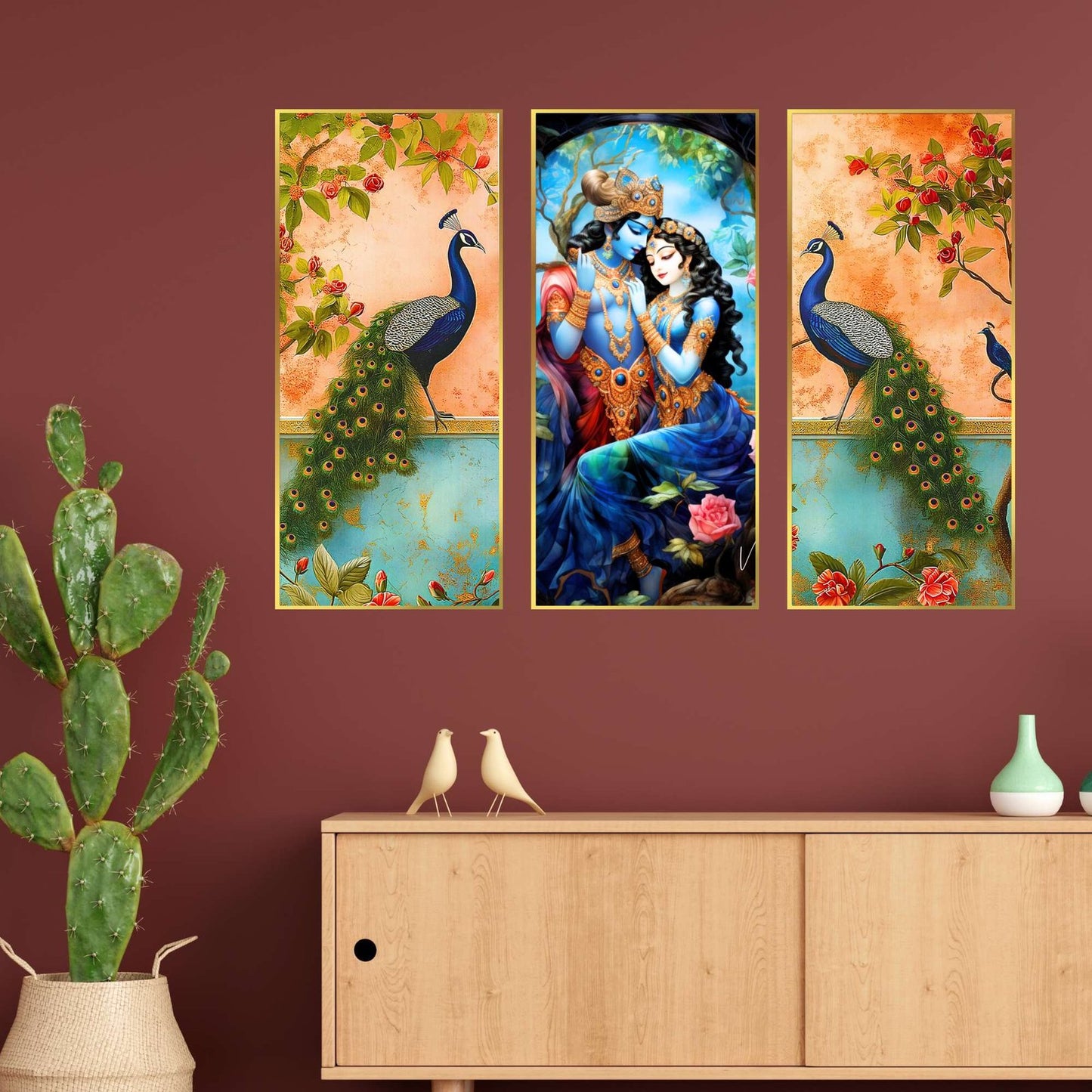 Set of Three large Wall Paintings for Wall Dacoration Golden Framed Wall Paintings for Living Room & Bedroom Wall Art for Home Decoration & Office Wall Décor (14×11 inch CH-LGD3-7)