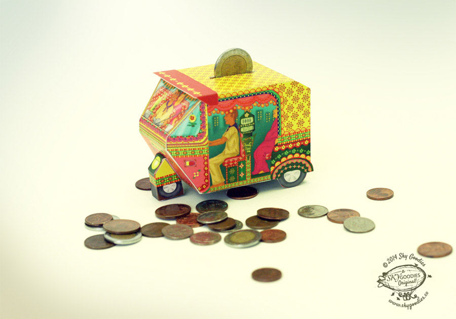 Bombay Auto Rickshaw Box: Pink design - DIY Paper Craft Kit