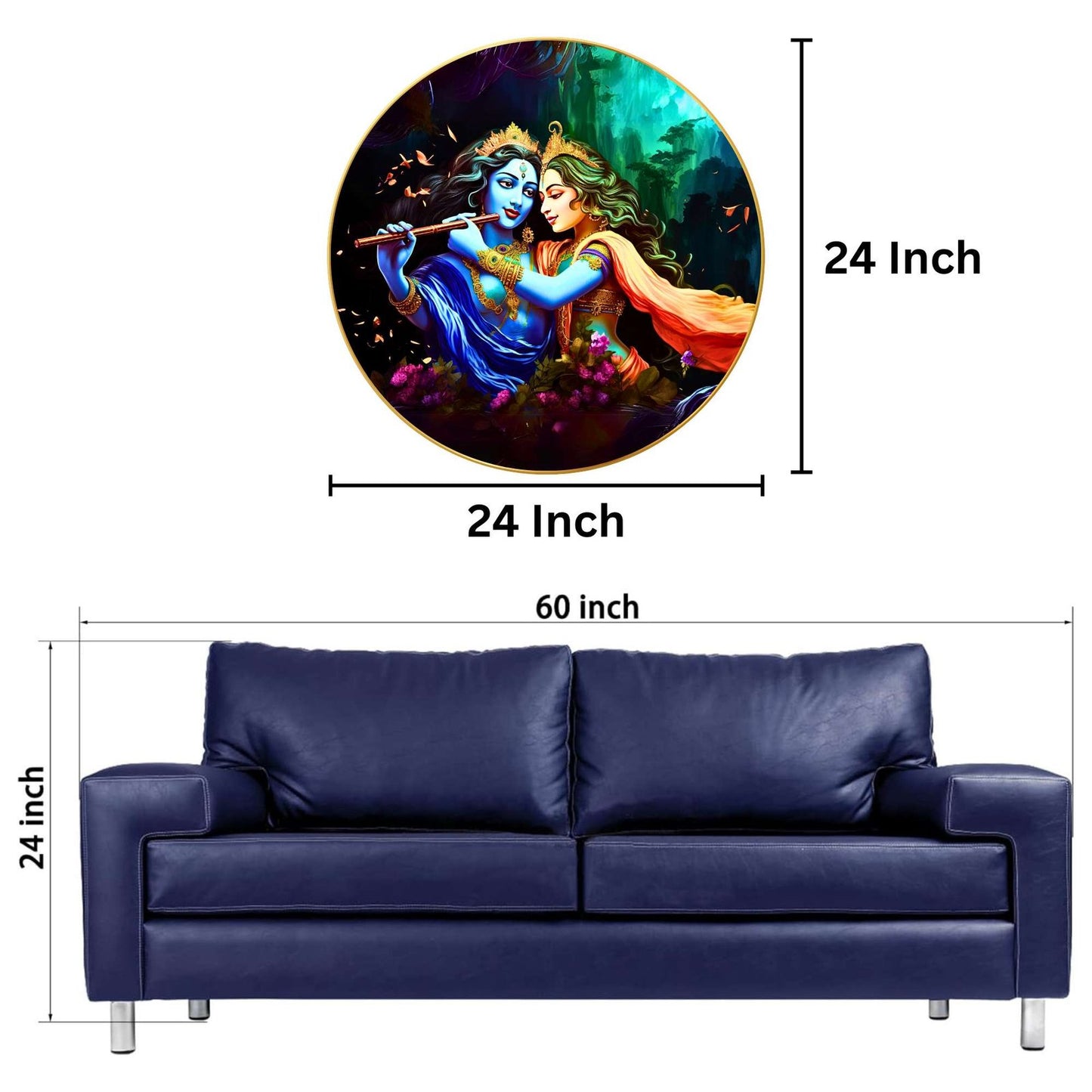 Wall Painting for Wall Decoration with Frame Sparkle Glossy Round Golden Framed Large Painting Office, Living Room, Bedroom, Home Decoration