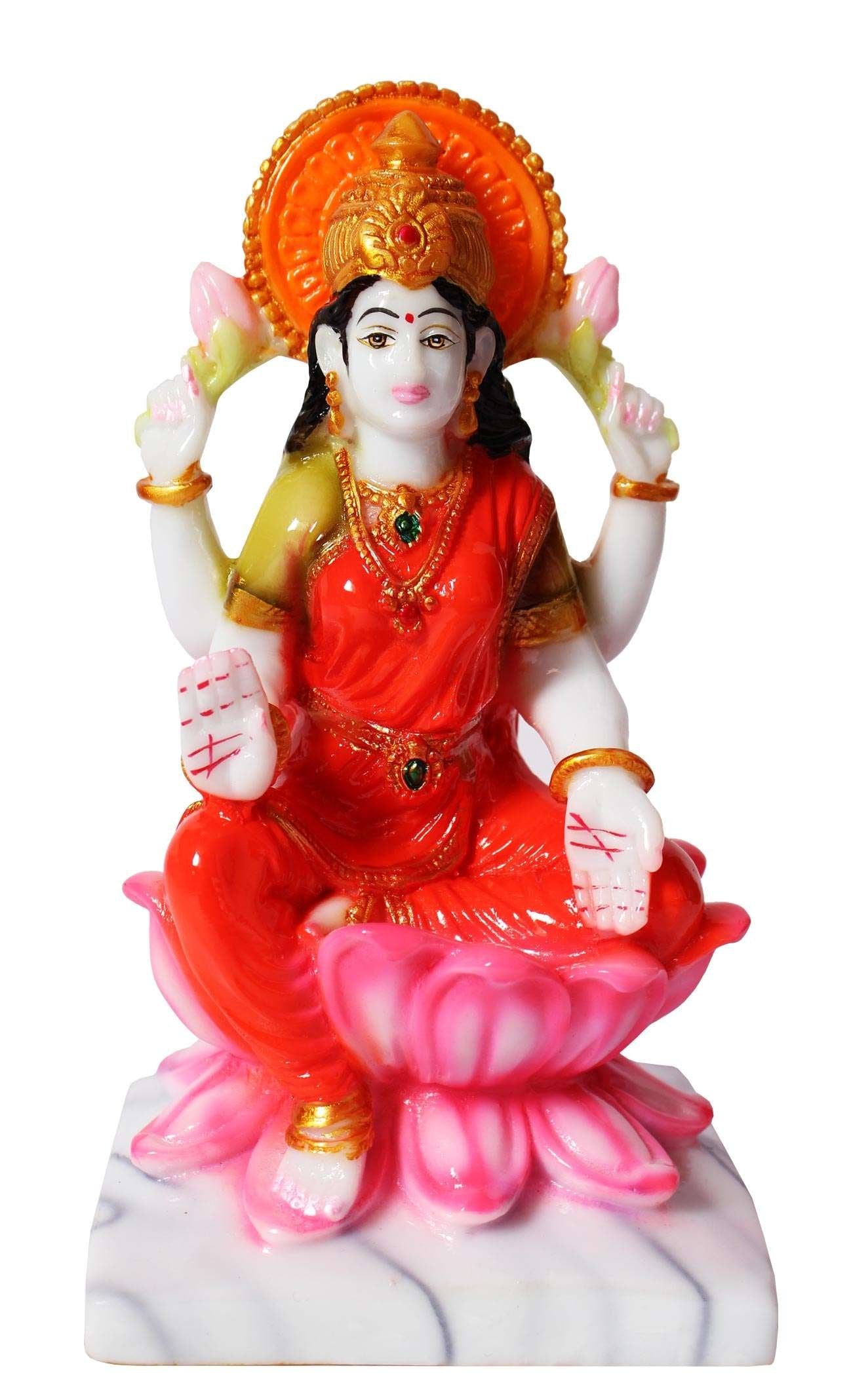 Hindu Deities Lakshmi and Ganesha Marble Statue (7 Inch)