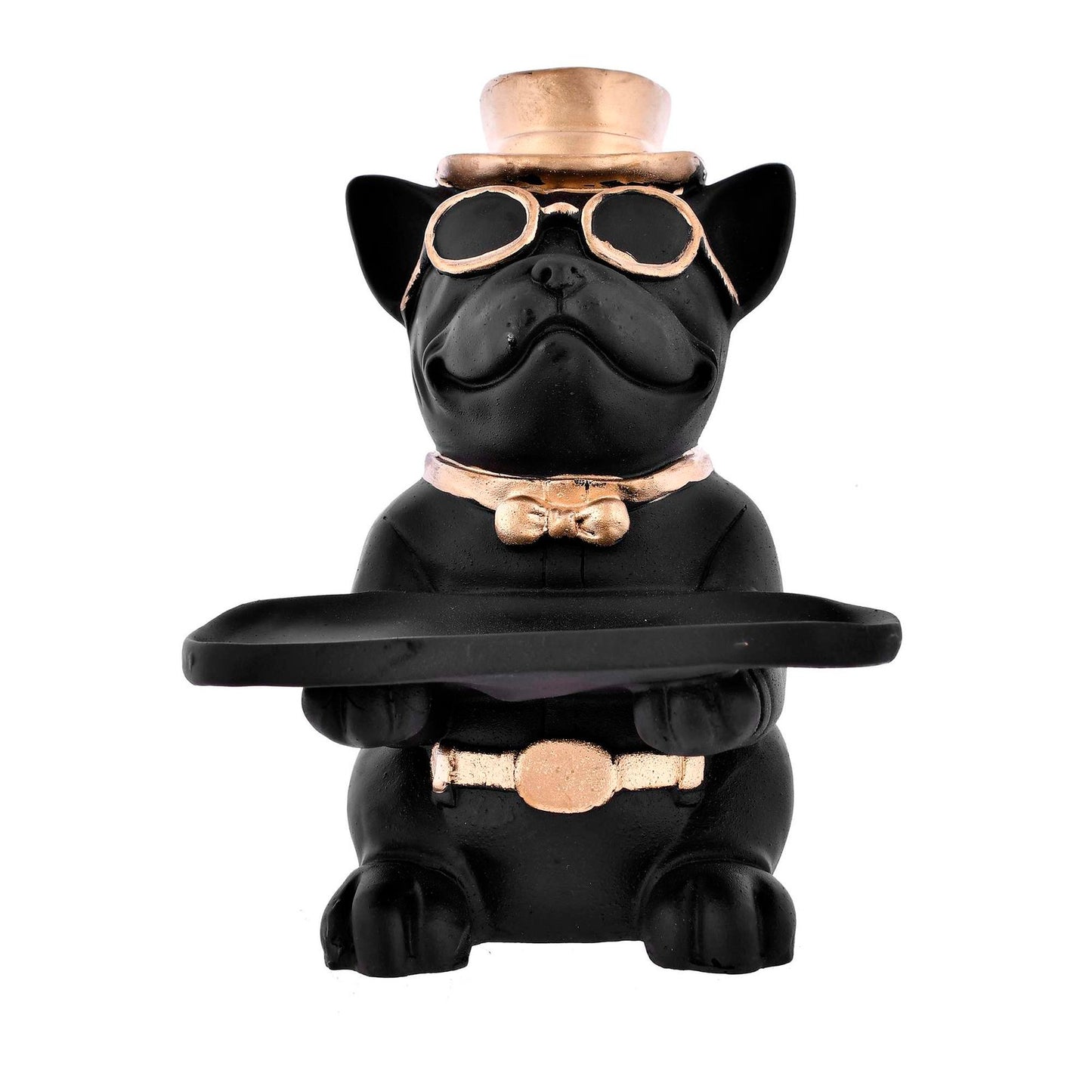 Modern Decor Resin Bulldog Tray Statue