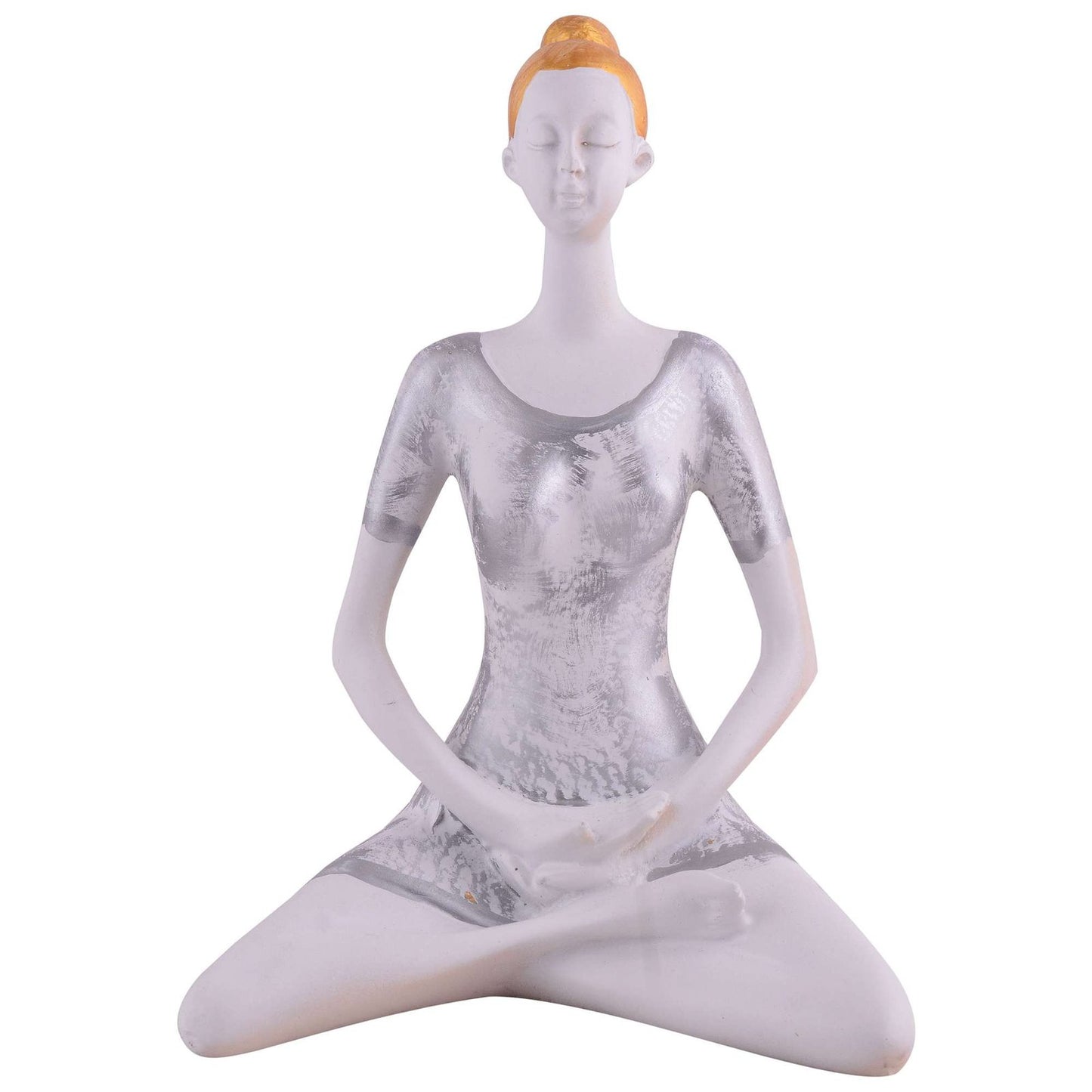 Suitable for home decor Yoga Posture Lady Statue Idol for Home Yoga Statue admirable piece of gift (silver)