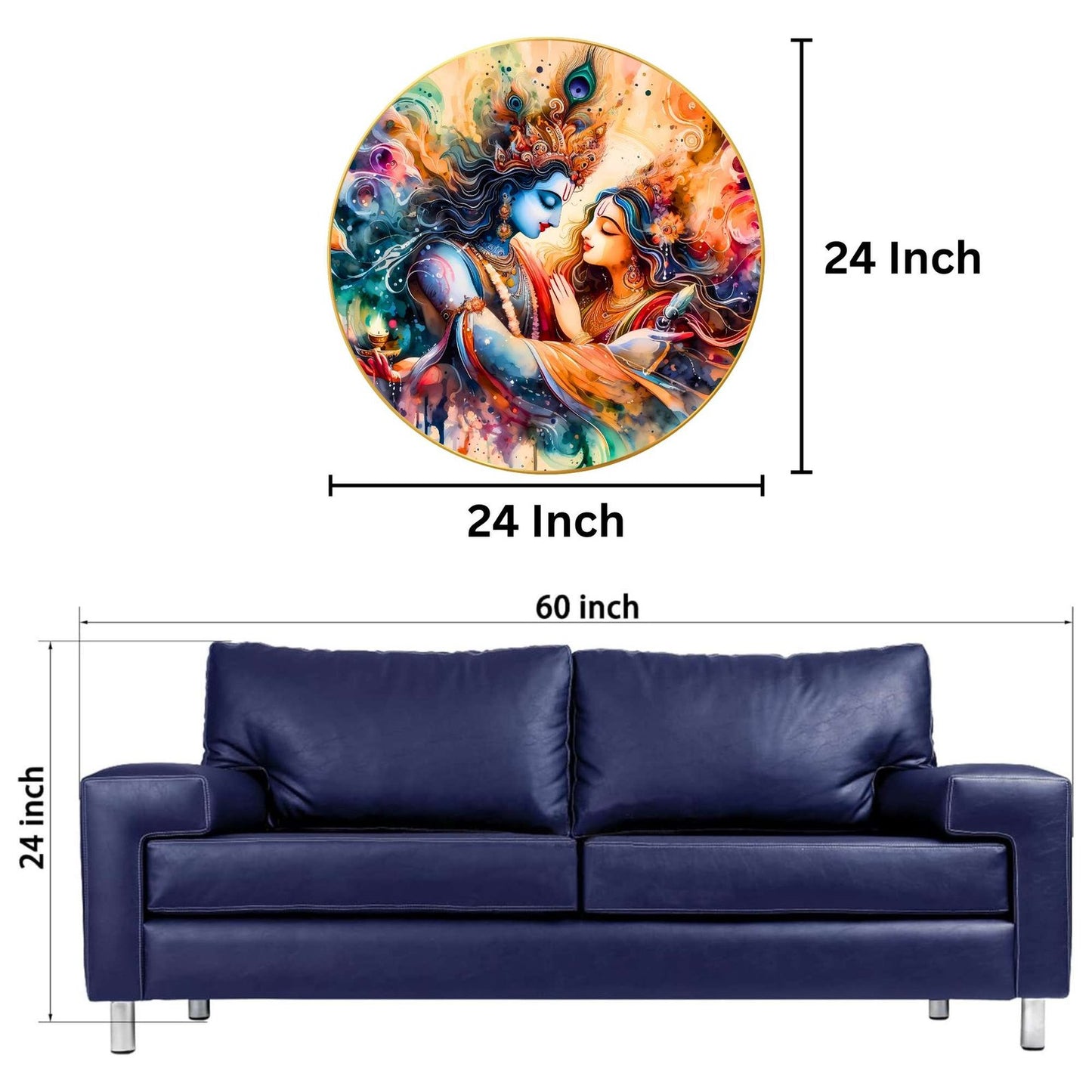 Wall Painting for Wall Decoration with Frame Sparkle Glossy Round Golden Framed Large Painting Office, Living Room, Bedroom, Home Decoration
