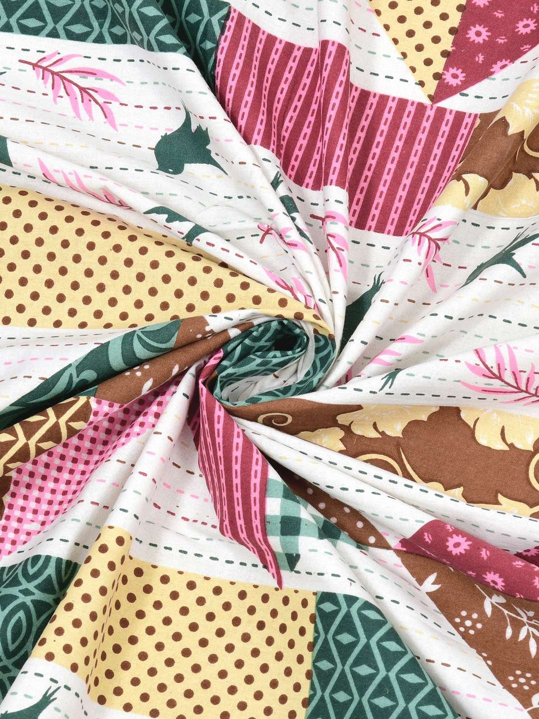 100% Pure Cotton Traditional Printed Bedsheet for Double Bed King Size Bedsheet with 2 Pillow Covers