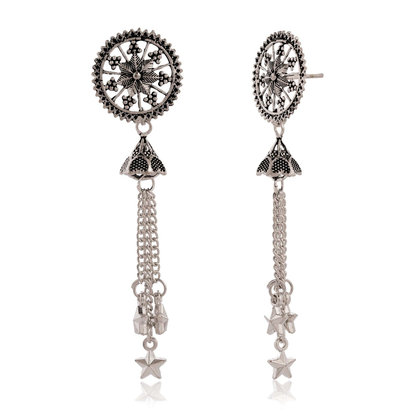 Women Traditional Silver AZ838-OXidised Jhumka Set | German Silver Chand Baliyan & Jhumkas Earrings for Women | Birthday & Anniversary Gift -AZ838-OX-ER49