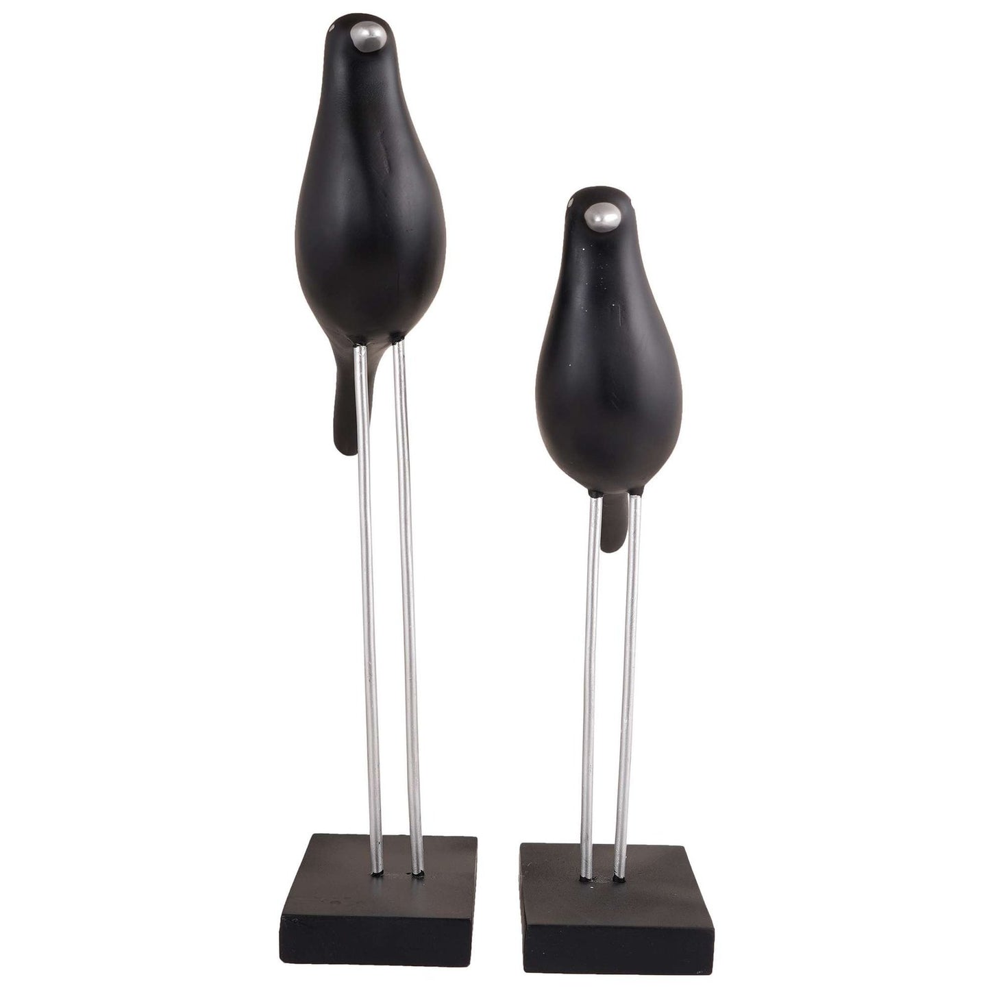 Sparrow Bird Home Decor showpiece on Iron Stand (Black Silver)