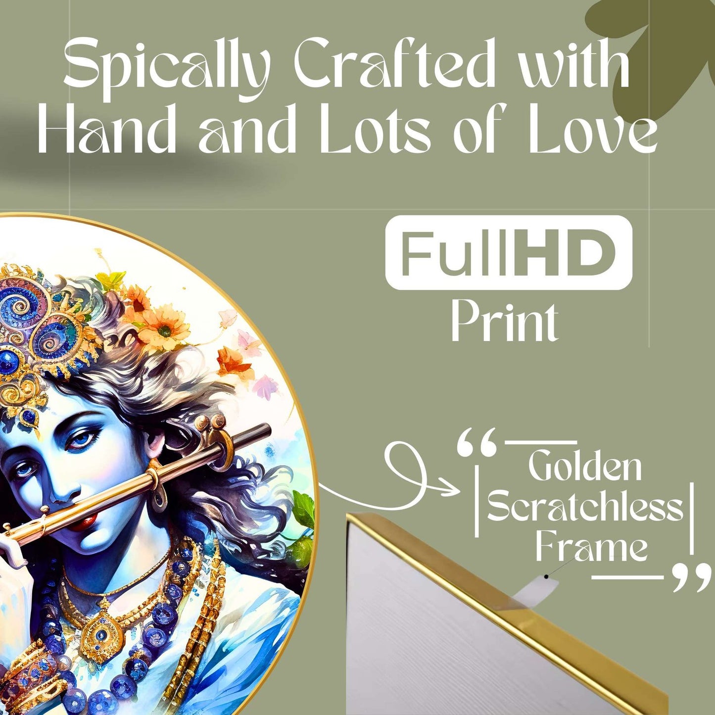 Wall Painting for Wall Decoration with Frame Sparkle Glossy Round Golden Framed Large Painting Office, Living Room, Bedroom, Home Decoration