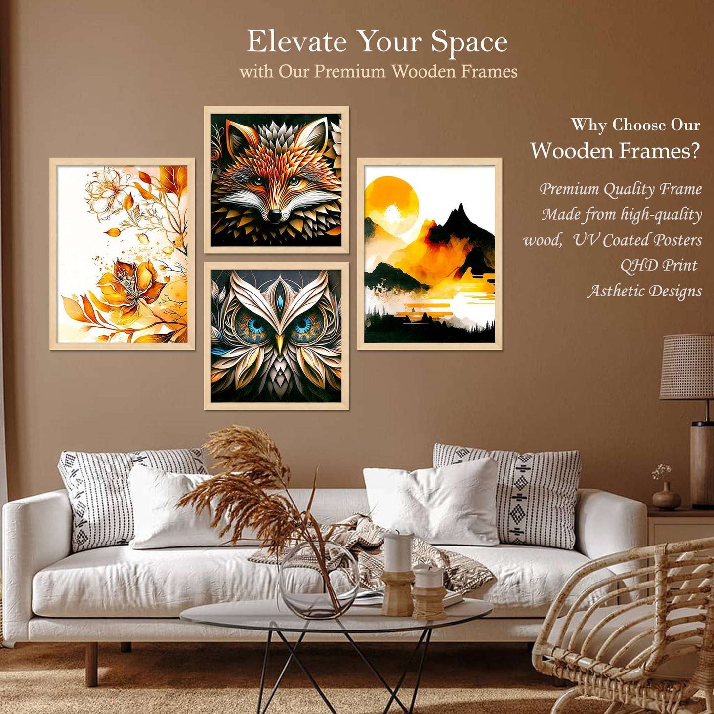 SET OF 4 DIGITAL WALL PAINTING