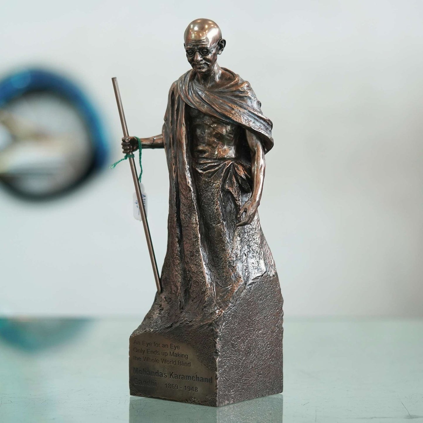 Mahatma Gandhi Statue with Quote An Eye for an Eye Makes the Whole World Blind