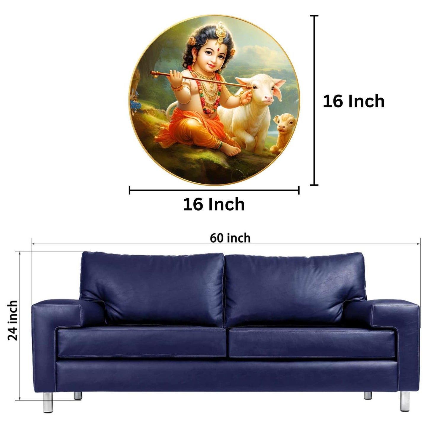 Wall Painting for Wall Decoration with Frame Sparkle Glossy Round Golden Framed Large Painting Office, Living Room, Bedroom, Home Decoration