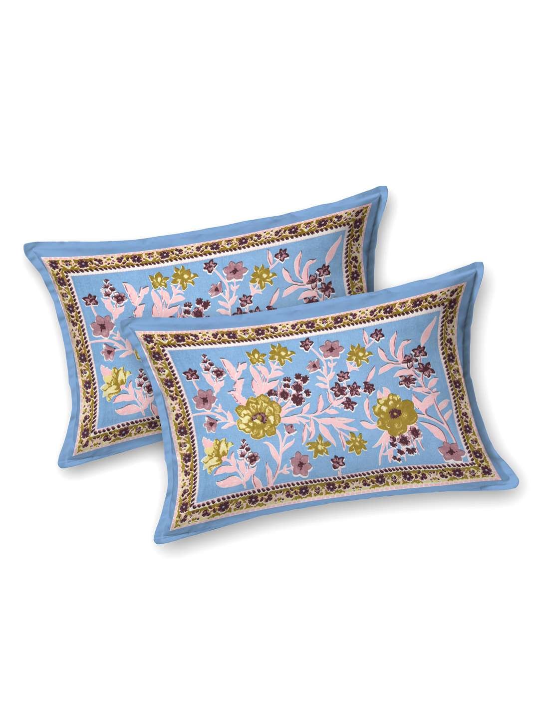100% Pure Cotton Traditional Printed Bedsheet for Double Bed King Size Bedsheet with 2 Pillow Covers