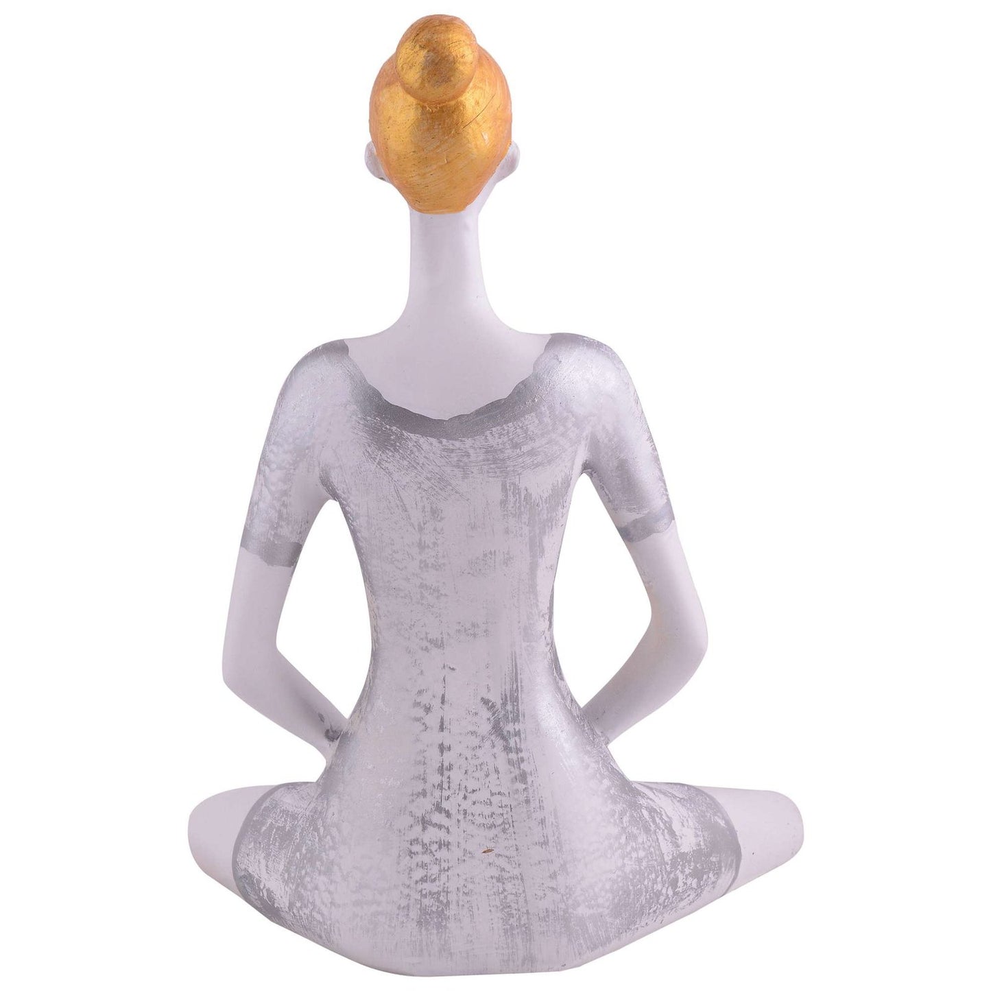 Suitable for home decor Yoga Posture Lady Statue Idol for Home Yoga Statue admirable piece of gift (silver)