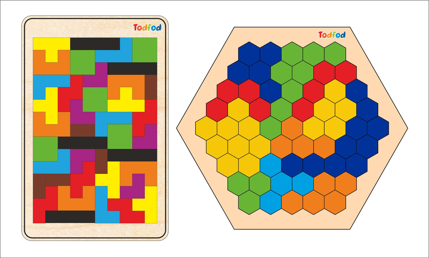 Wooden Hexatetris Puzzle Toy