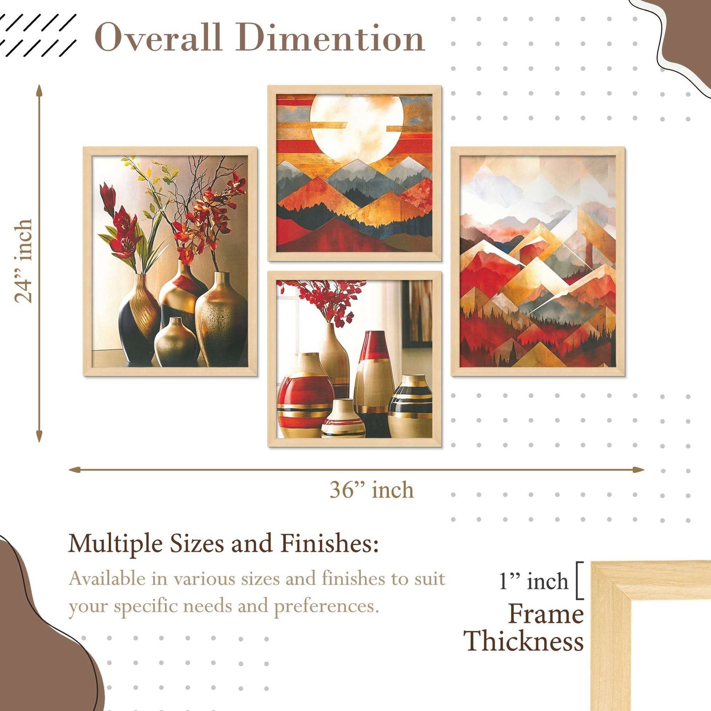 SET OF 4 DIGITAL WALL PAINTING