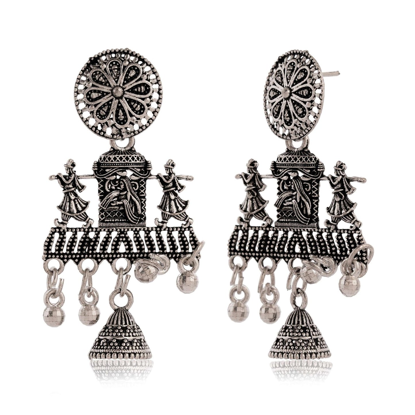 Women’s Indian Traditional AZ838-OXidised Silver Earrings For Women | Doli Wedding Theme Jumka Wedding Wear