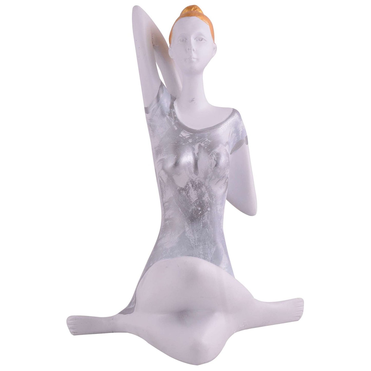 Suitable for home decor Yoga Posture Lady Statue Idol for Home Yoga Statue admirable piece of gift (silver)