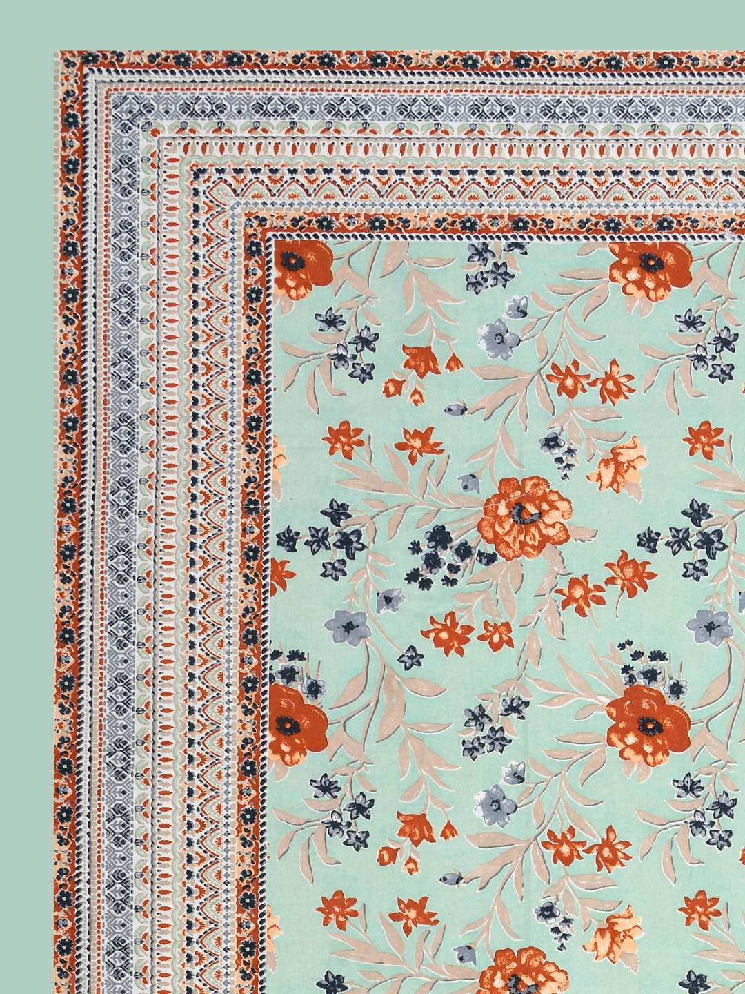 100% Pure Cotton Traditional Printed Bedsheet for Double Bed King Size Bedsheet with 2 Pillow Covers