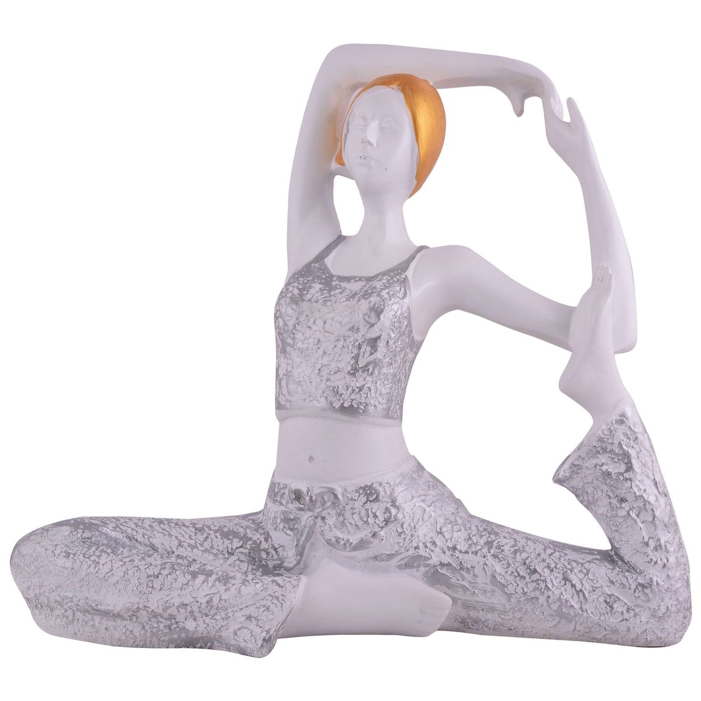 Suitable for home decor Yoga Posture Lady Statue Idol for Home Yoga Statue admirable piece of gift (silver)