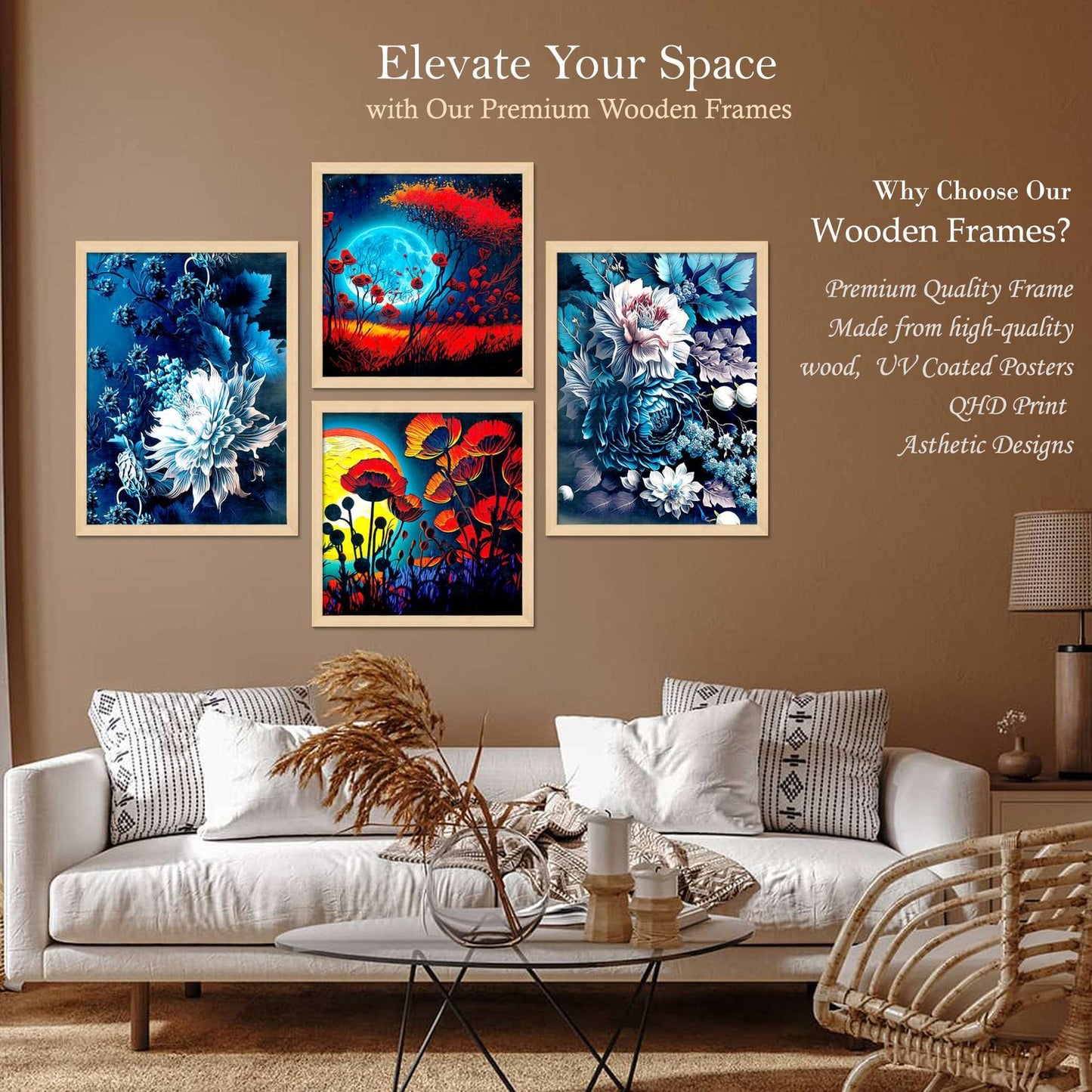 SET OF 4 DIGITAL WALL PAINTING