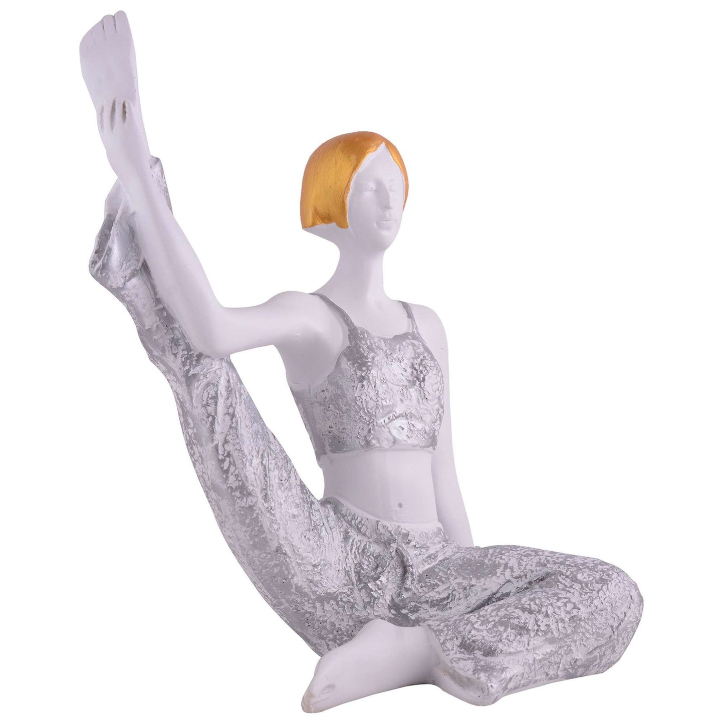 Suitable for home decor Yoga Posture Lady Statue Idol for Home Yoga Statue admirable piece of gift (silver)