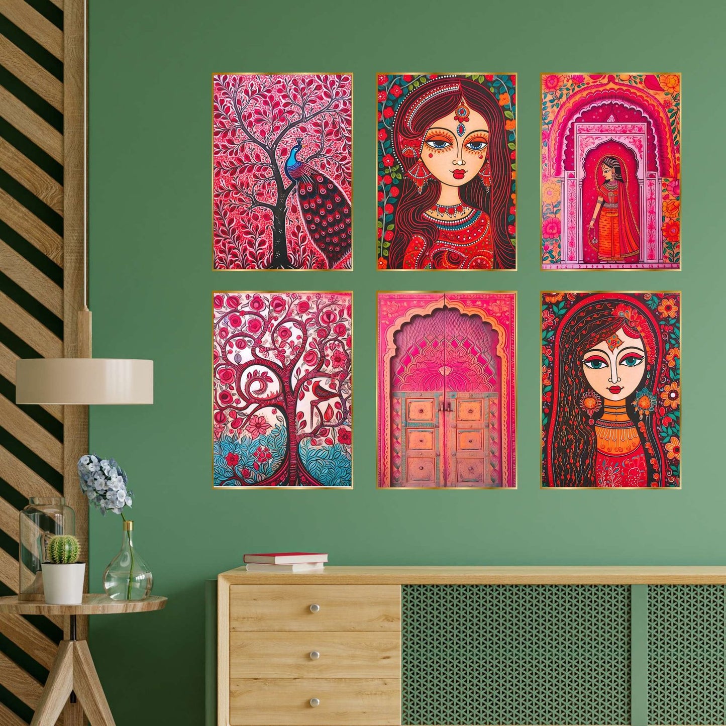 Set of Six Wall Paintings for Wall Dacoration Golden Framed Wall Paintings for Living Room & Bedroom Wall Art for Home Decoration & Office Wall Décor (13×10 inch CH-GD6-4)
