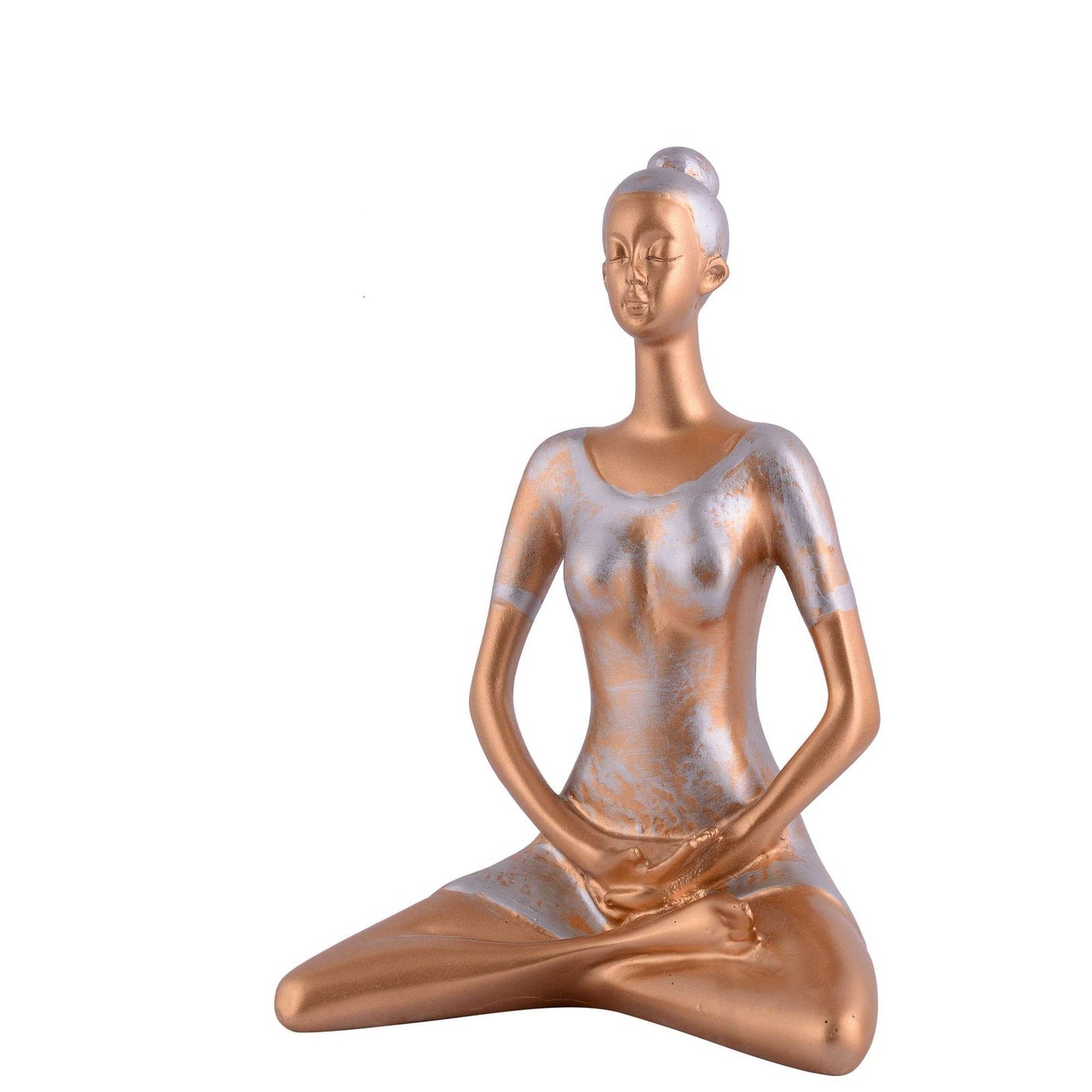 Suitable for home decor Yoga Posture Lady Statue Idol for Home Yoga Statue admirable piece of gift (Golden)