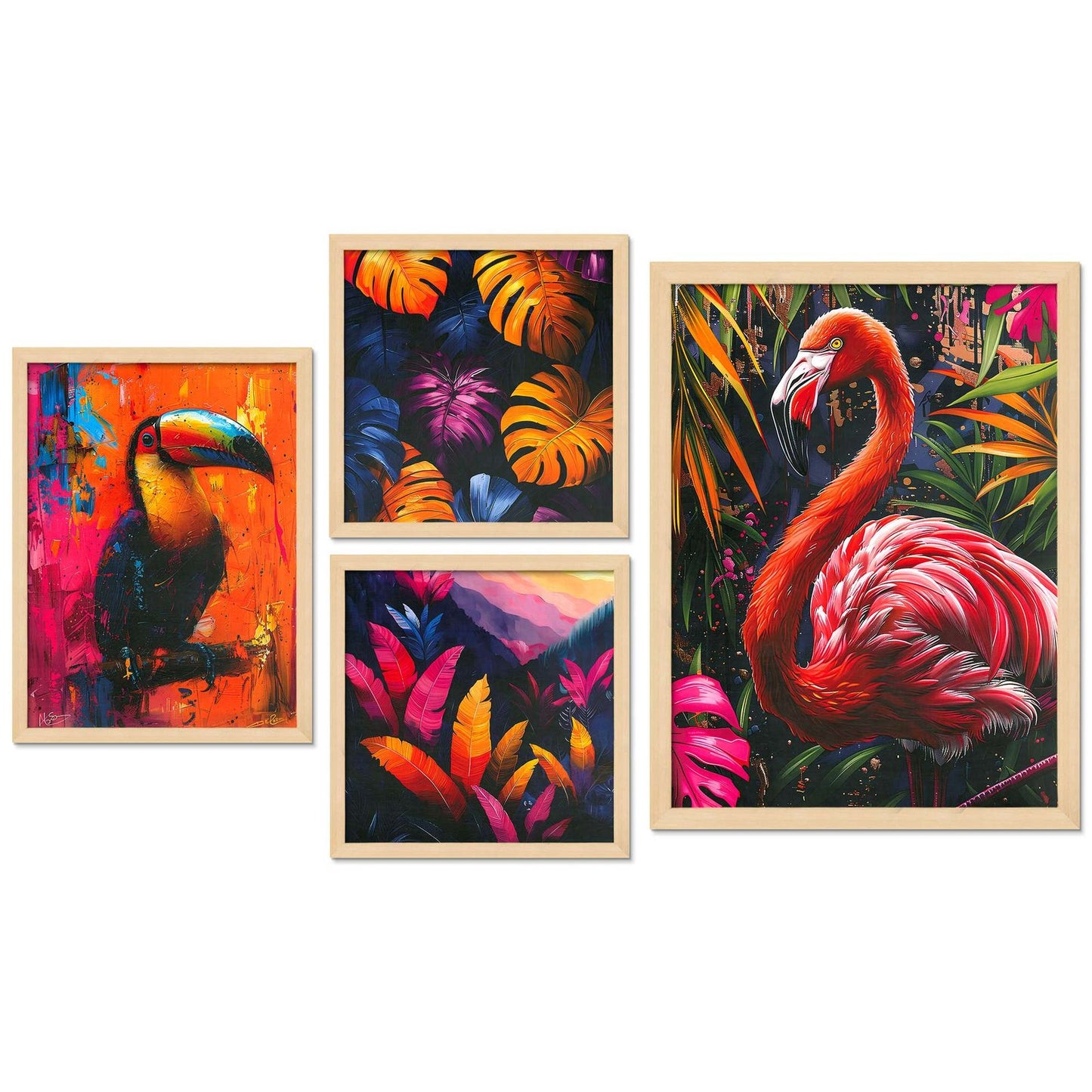 SET OF 4 DIGITAL WALL PAINTING