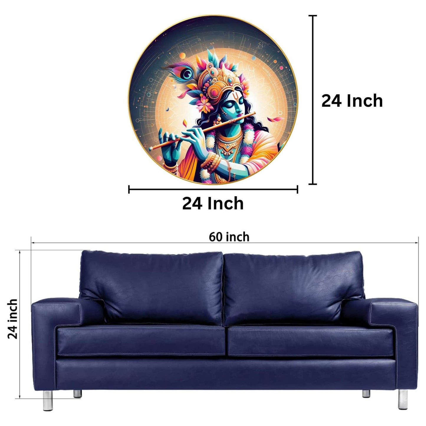 Wall Painting for Wall Decoration with Frame Sparkle Glossy Round Golden Framed Large Painting Office, Living Room, Bedroom, Home Decoration