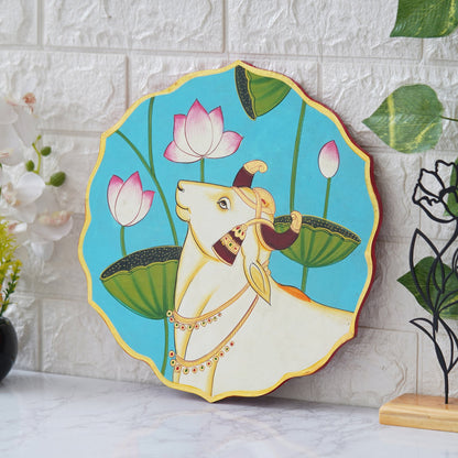 Handmade Pichwai Wooden Wall Painting For LivingRoom Home Décor , Paintings For Wall Decoration Home decorations