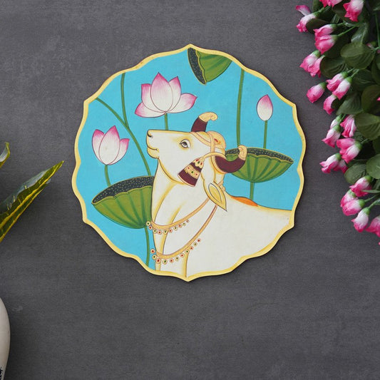 Handmade Pichwai Wooden Wall Painting For LivingRoom Home Décor , Paintings For Wall Decoration Home decorations