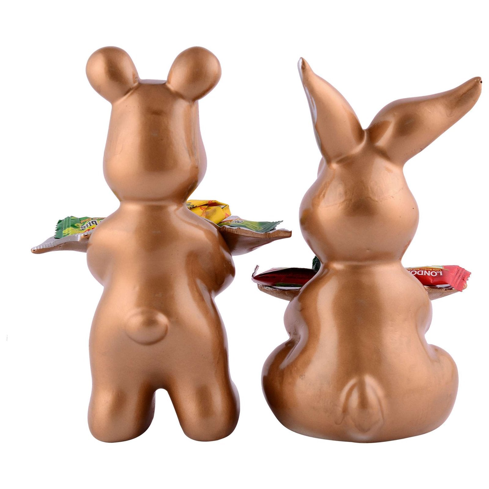 Set of 2 Rabbits in Golden Decorative Showpiece for Home Decor Showpiece | Home Kitchen Decor | Office Decorative Item – 13 cm