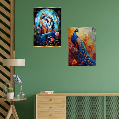 Set of Two Wall Paintings for Wall Dacoration Golden Framed Wall Paintings for Living Room & Bedroom Wall Art for Home Decoration & Office Wall Décor (14×11 inch CH-GD2-5)