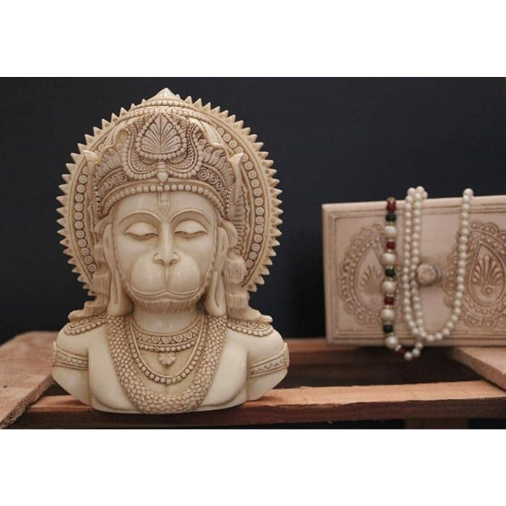 Indicast Resin 8" Inch Lord Hanumanji Head Antique Fine Bajrangbali Idol Gift Article Decorative Showpiece Handcrafted Balaji Murti