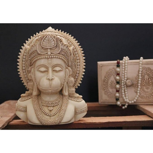 Indicast Resin 8" Inch Lord Hanumanji Head Antique Fine Bajrangbali Idol Gift Article Decorative Showpiece Handcrafted Balaji Murti