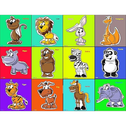 Fiddly Wooden Jigsaw Puzzle for Early Age Children Paperless Puzzle | Pack of 12 Zoo Animals