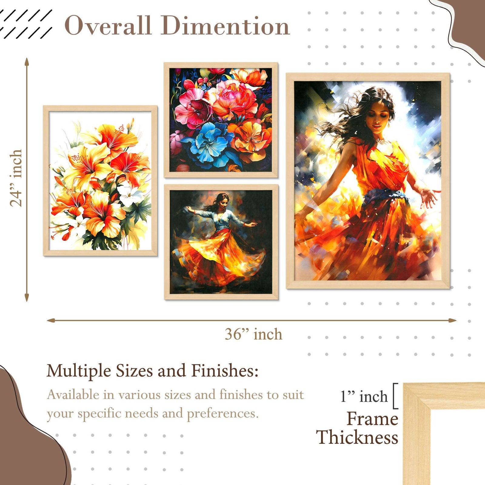 SET OF 4 DIGITAL WALL PAINTING