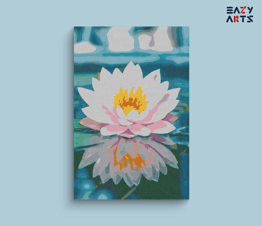 White Lotus Reflection Flower Paint By Numbers kit