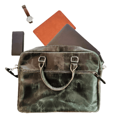 Laptop Green leather Bag