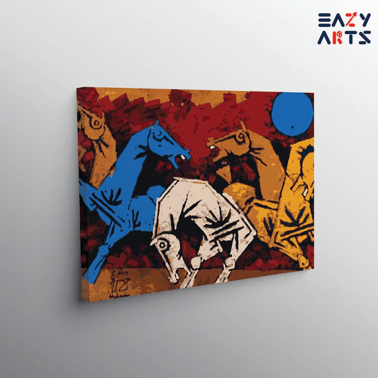 Five Horses By MF Husain Paint By Numbers kit