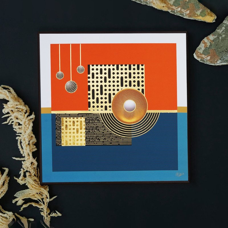 Golden Embossed Wall Painting For Home Decoration , Paintings for Living Room , Modern Art Wall Pinting, For Home Decor (12X12 INCH)