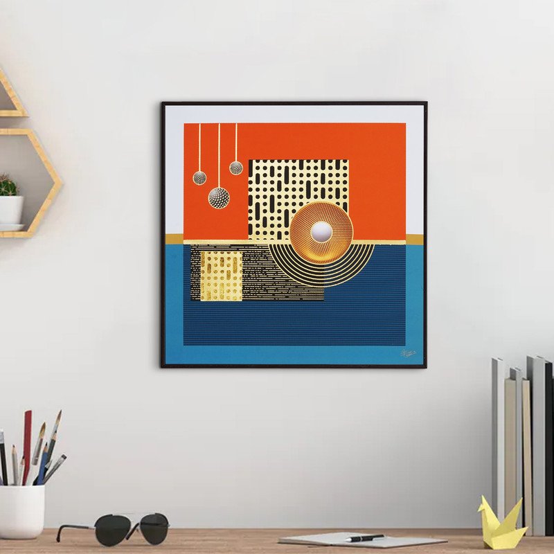 Golden Embossed Wall Painting For Home Decoration , Paintings for Living Room , Modern Art Wall Pinting, For Home Decor (12X12 INCH)