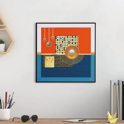 Golden Embossed Wall Painting For Home Decoration , Paintings for Living Room , Modern Art Wall Pinting, For Home Decor (12X12 INCH)