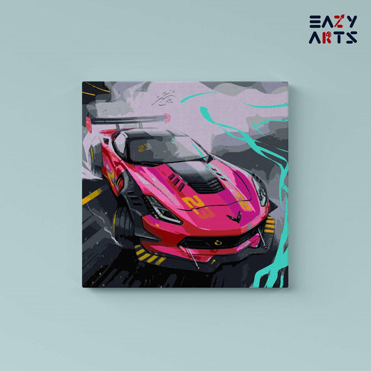 Pink Racing Car Paint By Numbers kit