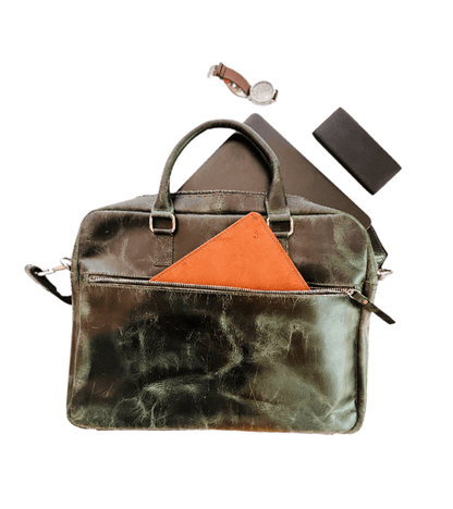 Laptop Green leather Bag
