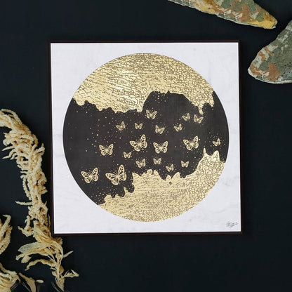 Golden Embossed Wall Painting For Home Decoration , Paintings for Living Room , Modern Art Wall Pinting, For Home Decor (12X12 INCH)
